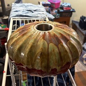 Elegant Brown and Green Ceramic Vase